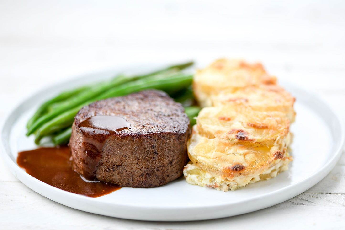 Chef’s Cut Eye Fillet with Mini Potato Bake & Almond Greens