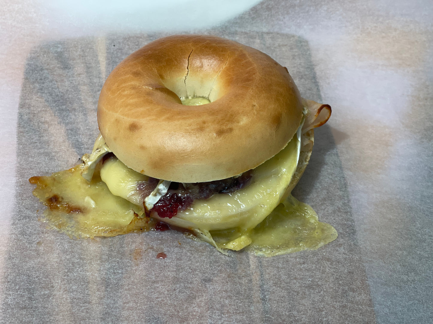 Turkey, Brie & Cranberry Bagel Melt