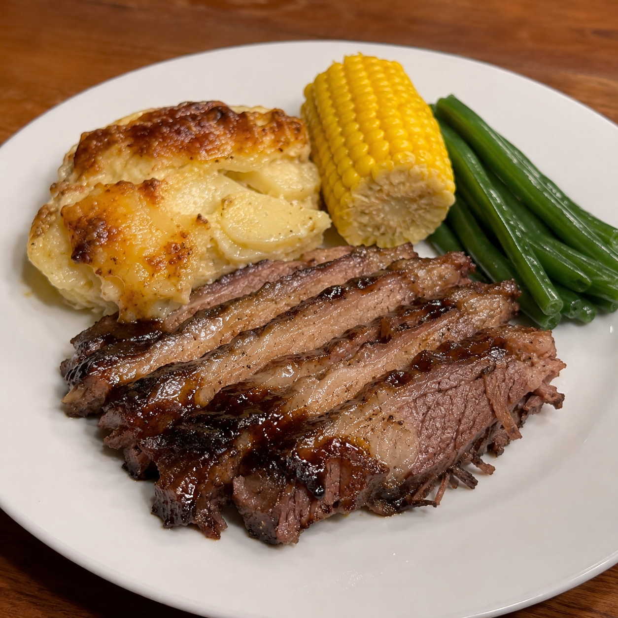 American BBQ - brisket, potato bake and veg