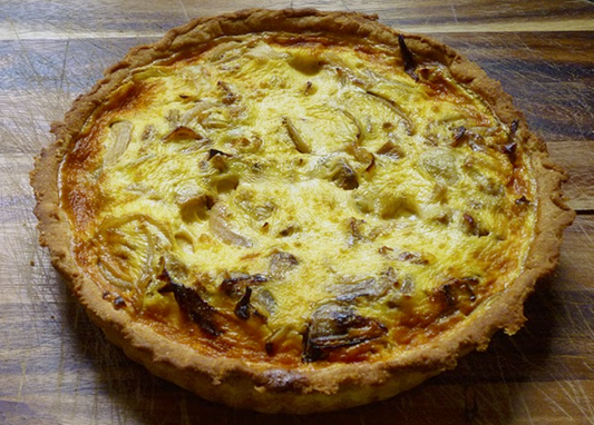 Sweet potato and caramelised onion Quiche