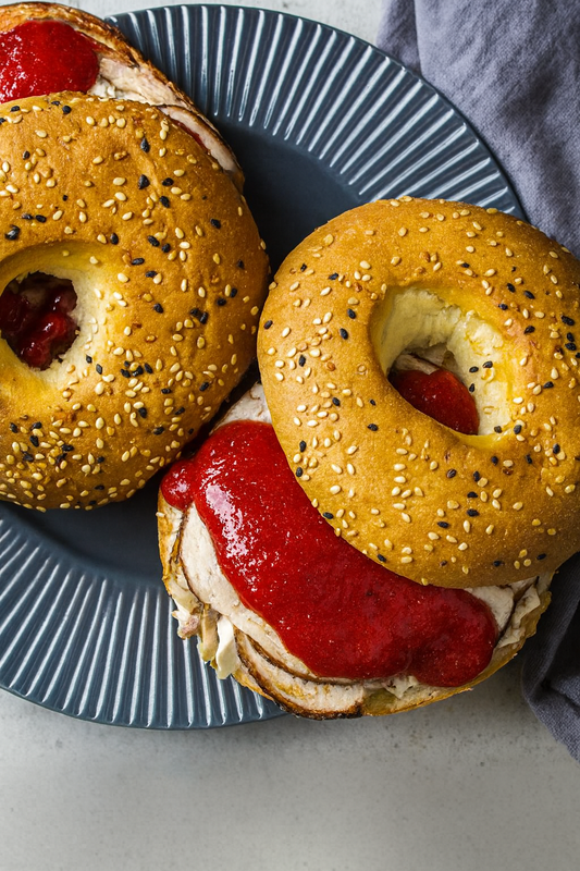 Turkey, Brie & Cranberry Bagel Melt (Gluten Free)